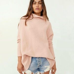 Free People Blush Pink Ottoman Slouchy Tunic Sweater
